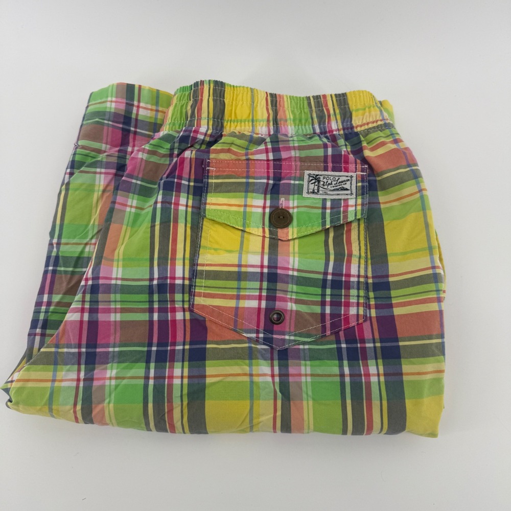 Polo Ralph Lauren Mens Madras Plaid Swim Trunks Multicolor‎ Board Shorts Large